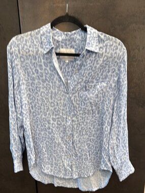 Rails Blue Leopard Print Button Down Shirt